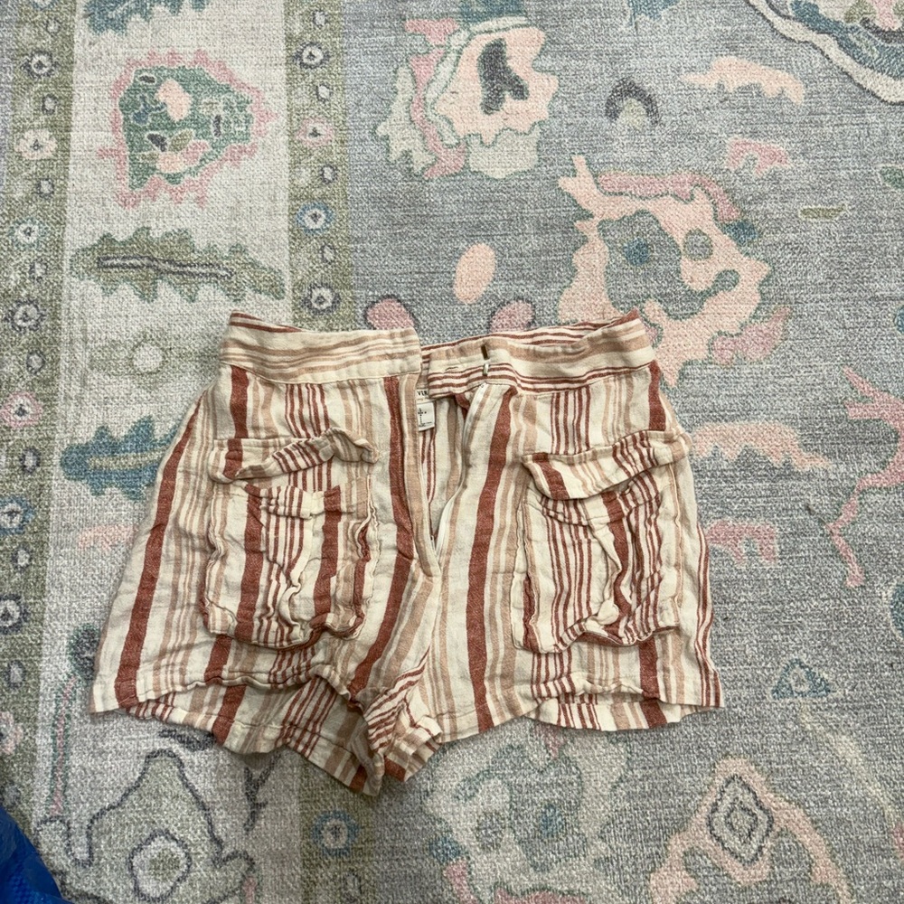 Forever 21 Tan Striped Linen Shorts